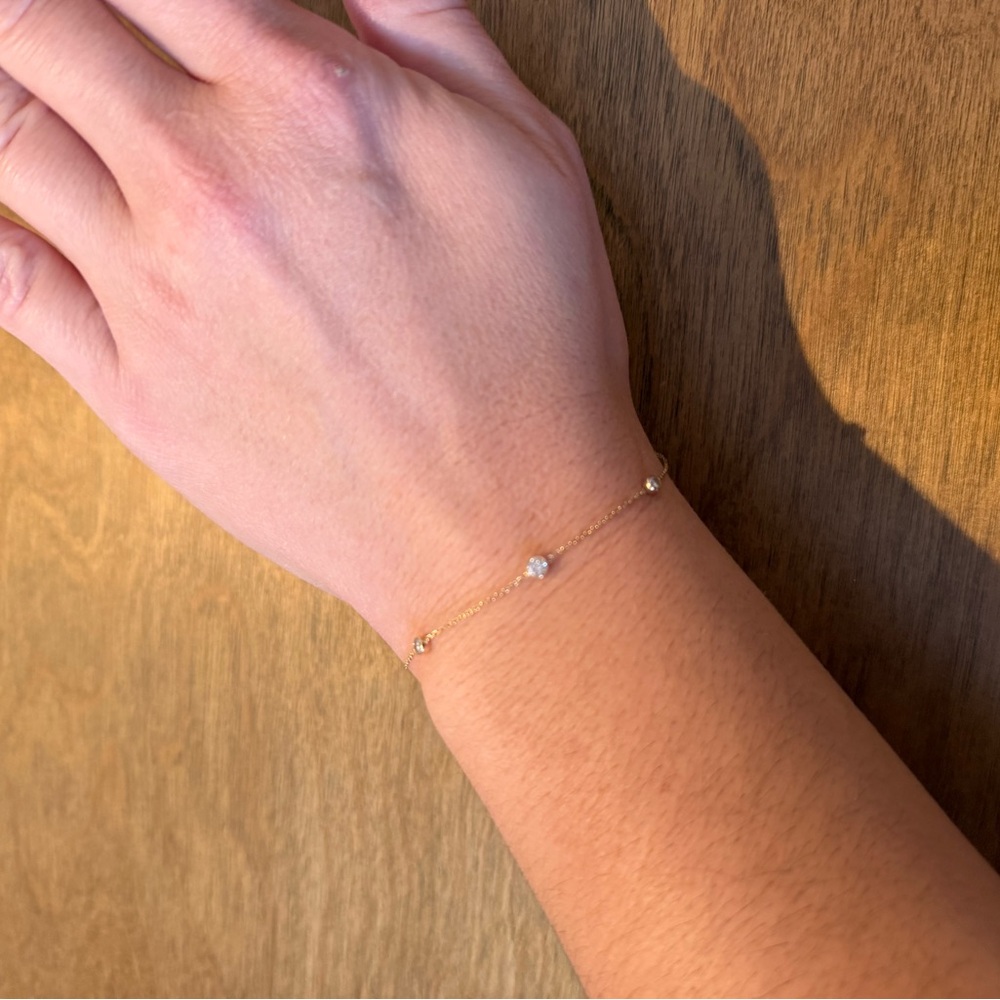 Estate 14k Yellow Gold and White Sapphire Bracelet